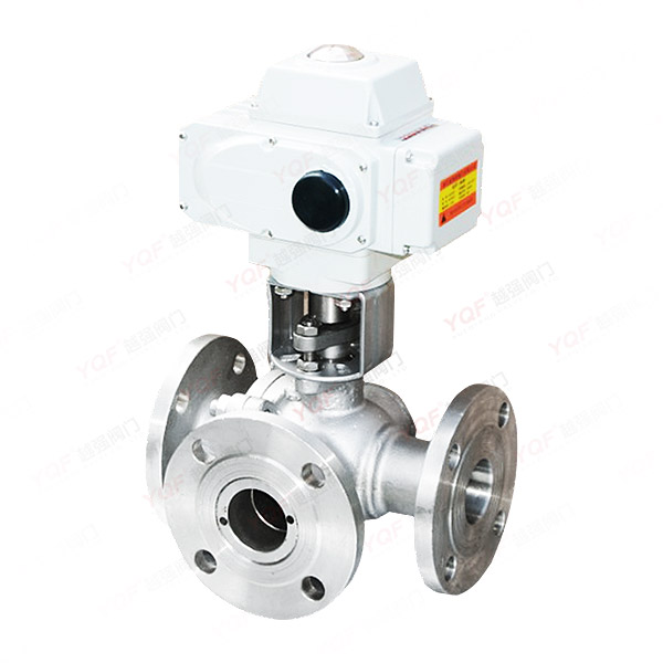 Electric three-way flange ball valve
