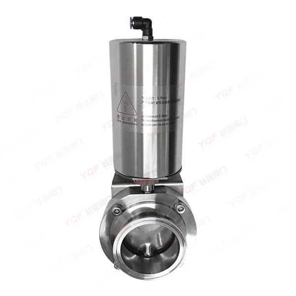 Vertical pneumatic sanitary quick installation butterfly valve