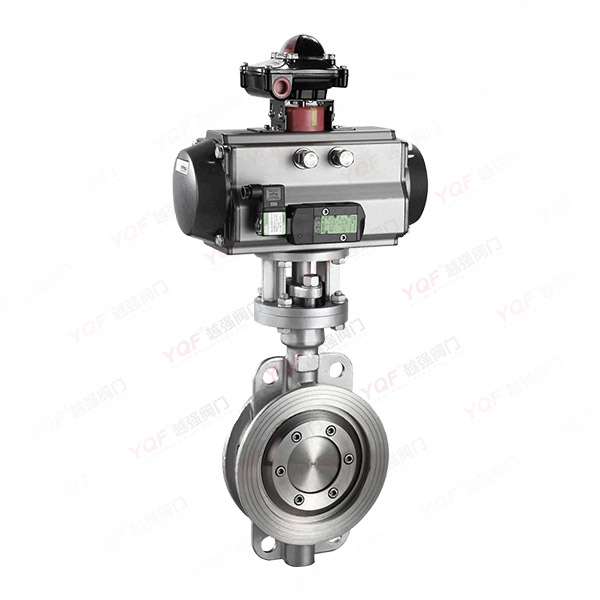 Pneumatic triple eccentric hard seal butterfly valve