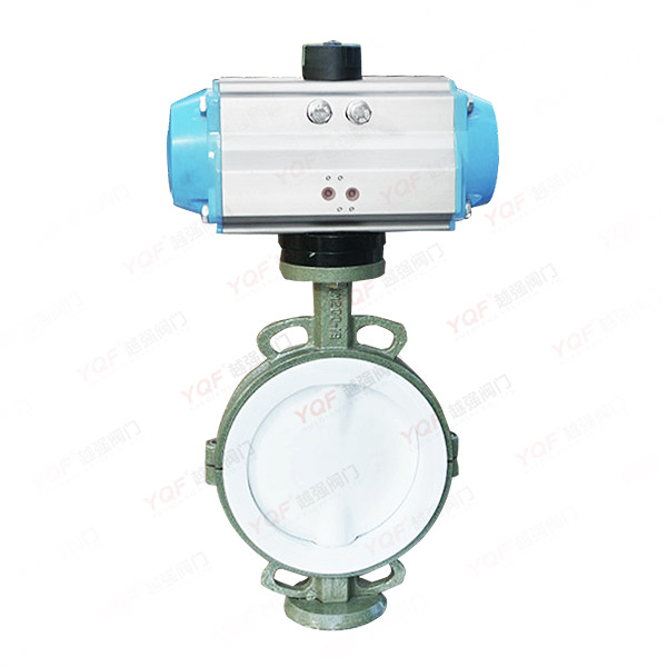Pneumatic fluorine lined butterfly valve