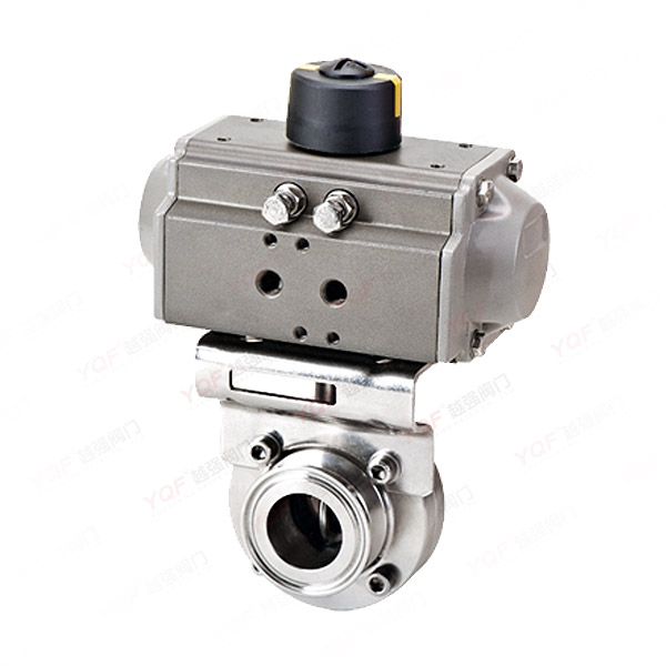 Pneumatic sanitary quick installation butterfly valve
