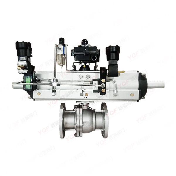 Pneumatic three-stage flange ball valve