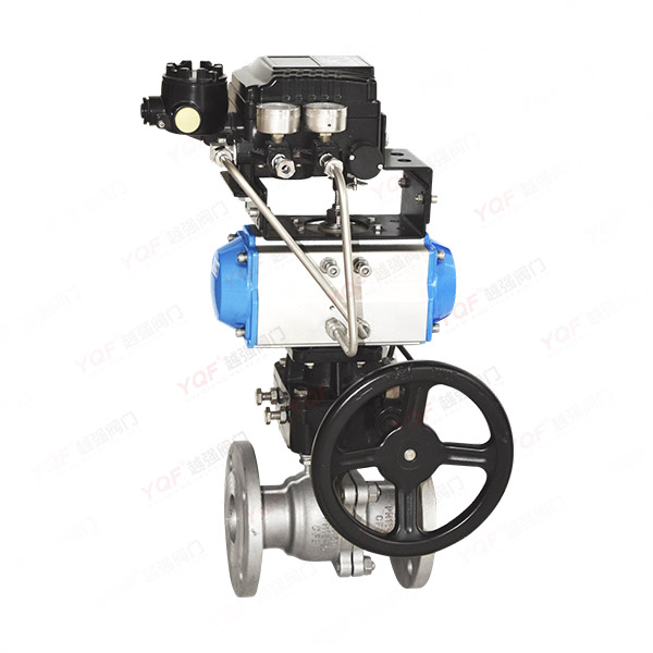 Adjustable pneumatic flange ball valve