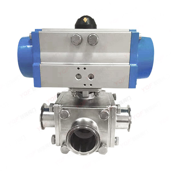 Pneumatic three-way fully enclosed quick release ball valve