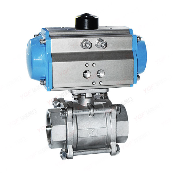Pneumatic threaded ball valve