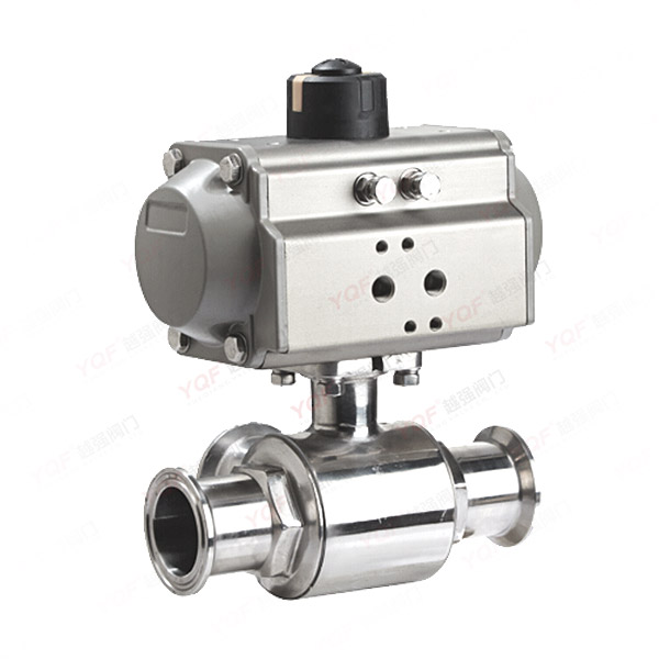 Pneumatic three-way sanitary quick release ball valve