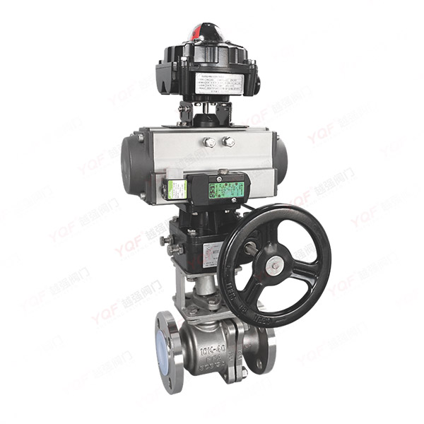 Fluorine lined pneumatic flange ball valve