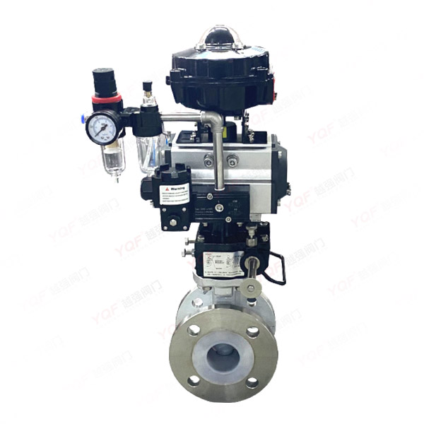 Pneumatic fluorine lined ball valve